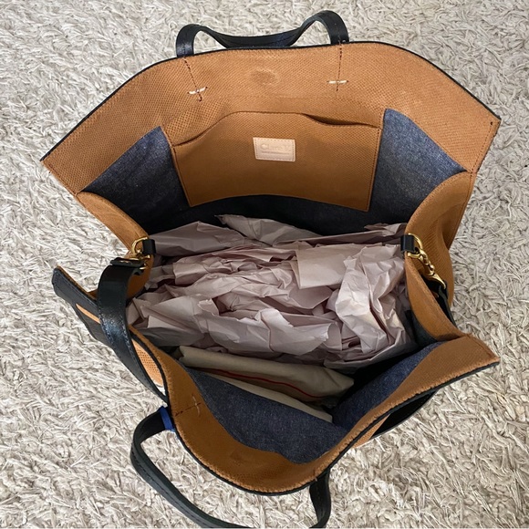 Clare V. Cognac Perf Suede with Black Neptune Border Simple Tote NWT - Picture 10 of 10
